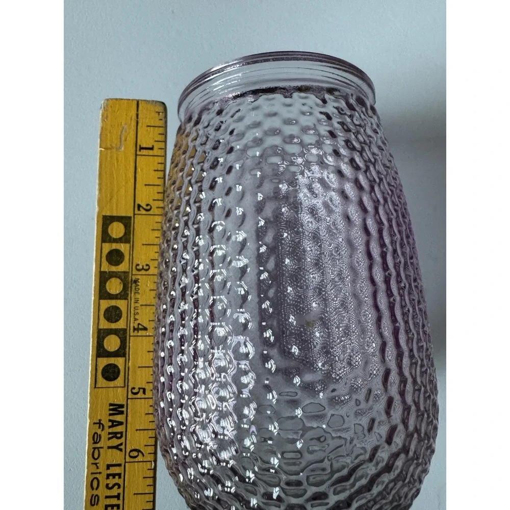 Vintage Glass Honeycomb Vase Purple MCM 6 x 4
